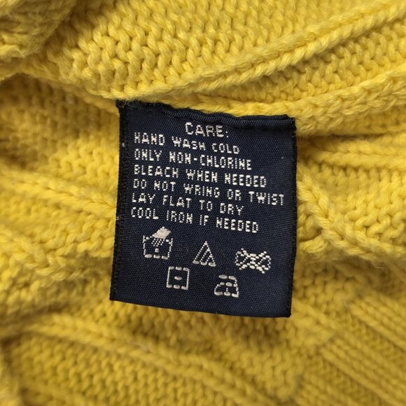 Ralph Lauren Sweater Womens XL Yellow Cable Knit V Neck Cotton Pony Pullover - Picture 8 of 10